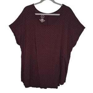Maurices 24/7 Brown Red Polka Dot Shirt Plus Size 3
